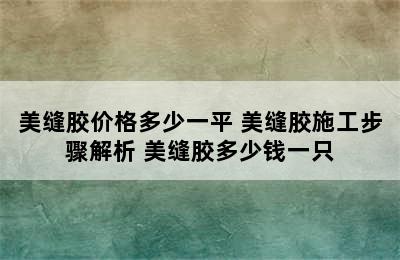 美缝胶价格多少一平 美缝胶施工步骤解析 美缝胶多少钱一只